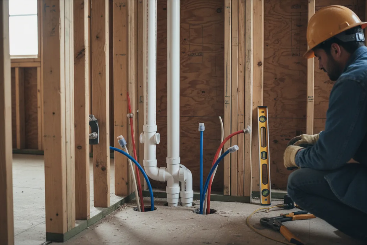 Drain and supply rough-in during Leak Detection in Rockford